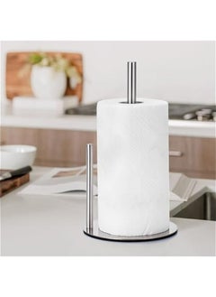 Stainless Steel Kitchen Paper Towel Holder, Easy One-Hand Operation, Premium Countertop Bathroom Tissue Dispenser