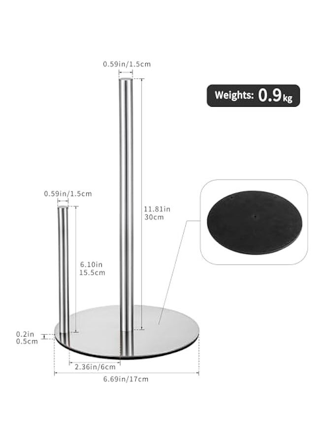 Generic - Stainless Steel Kitchen Paper Towel Holder, Easy One-Hand Operation, Premium Countertop Bathroom Tissue Dispenser - Image 1