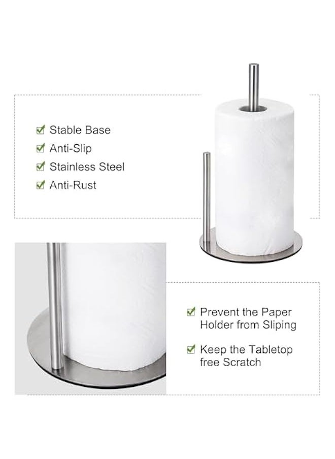 Generic - Stainless Steel Kitchen Paper Towel Holder, Easy One-Hand Operation, Premium Countertop Bathroom Tissue Dispenser - Image 1