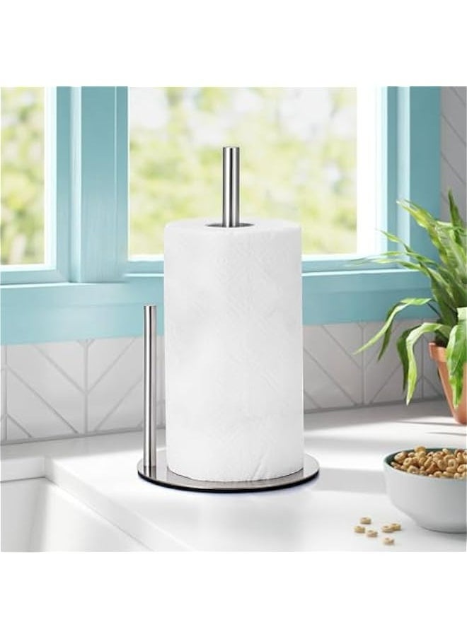 Generic - Stainless Steel Kitchen Paper Towel Holder, Easy One-Hand Operation, Premium Countertop Bathroom Tissue Dispenser - Image 1