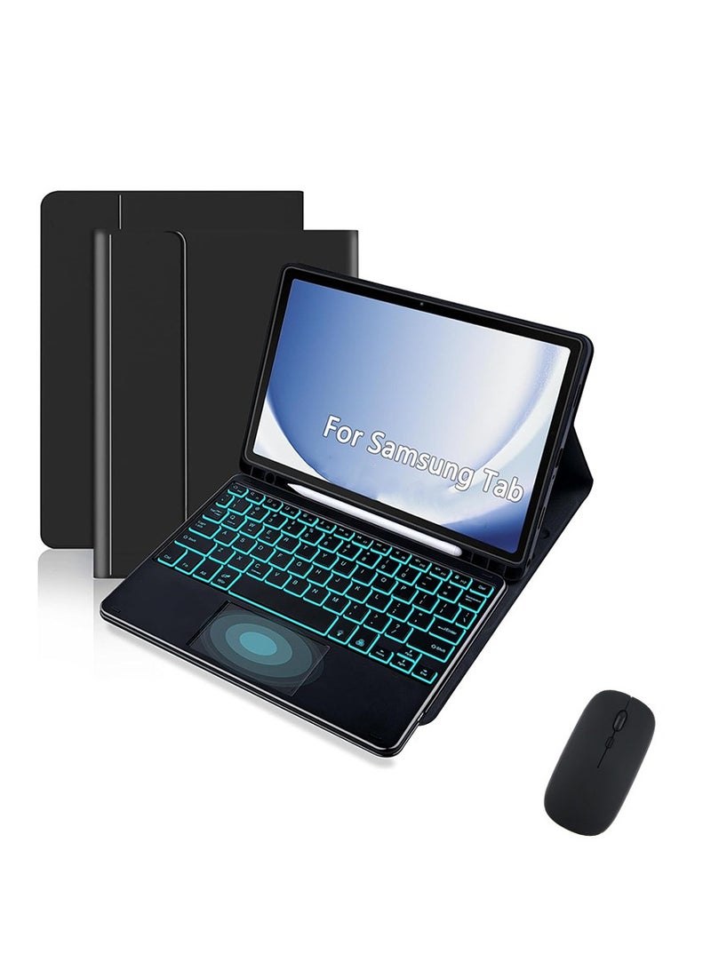 General Applicable to Samsung Tablet Tab S9 FE 10.9-inch SM-X510/X516/S9 11-inch X710/X716B/X718U/S8 11-inch X700/X706/S7 11-inch T870/T875 Touch-screen backlit Arabic keyboard protective cover with pen slot magnetic leather cover  - Image 1