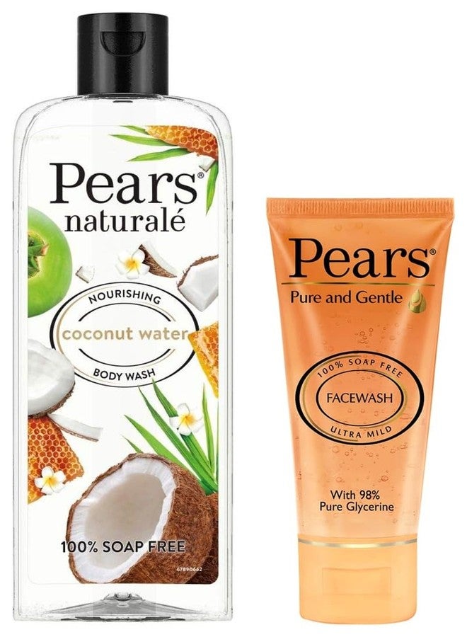 PEARS Pure and Gentle Daily Cleansing Facewash, 150 g & Pears Naturale Nourishing Coconut Water Bodywash, 250 ml - Image 1