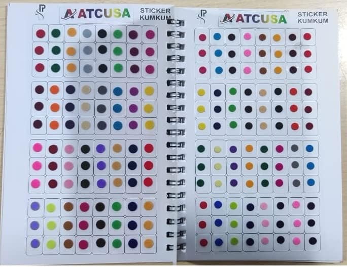 ATCUSA Sticker Bindi Mang Tiki Temprory Tatoos Polka Dot Bindi Sticker for Forehead - Unique Collection in Spiral Book - Size Variation 960 in One Single Book - Image 3