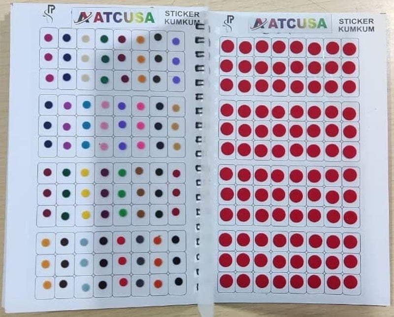 ATCUSA Sticker Bindi Mang Tiki Temprory Tatoos Polka Dot Bindi Sticker for Forehead - Unique Collection in Spiral Book - Size Variation 960 in One Single Book - Image 1