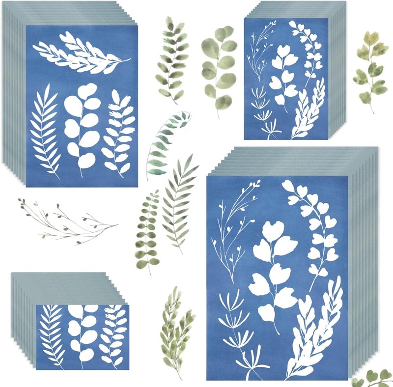 100 Sheets Cyanotype Paper Kit, Multi-Size Sun Print Paper Pack (A4/A5/A6/A7), DIY Solar Photography Paper for Art, Science, and Craft Projects - Image 1