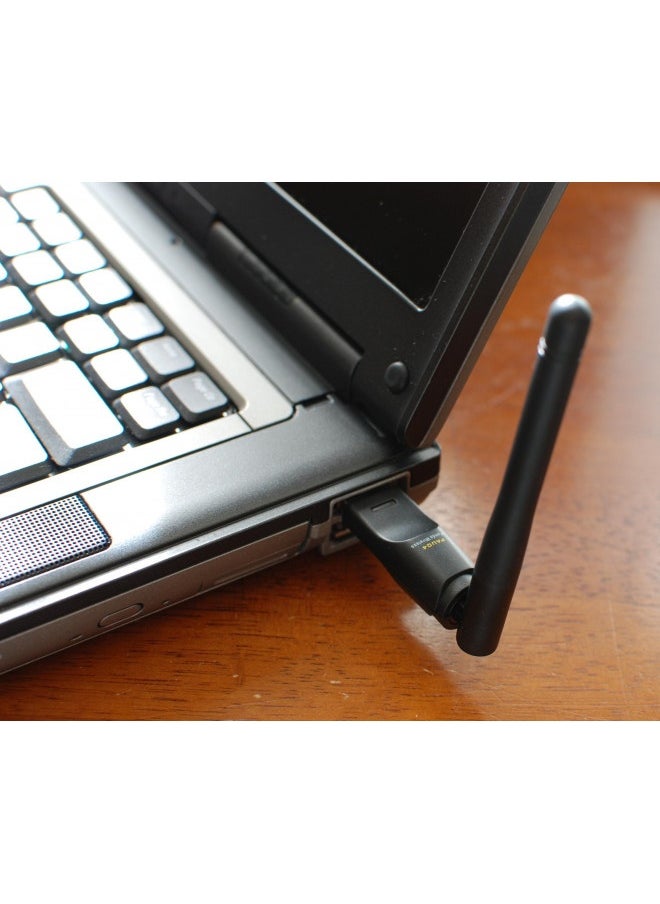 Panda Wireless® Mid Range 150Mbps Wireless N Usb Adapter W/ 2Dbi Antenna - Win Xp/Vista/7/8/10/11, Mint, Ubuntu, Mx Linux, Manjaro, Fedora, Centos, Kali Linux And Raspbian