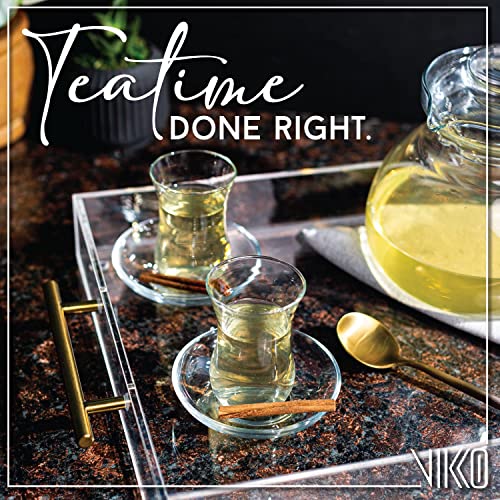 Vikko Turkish Tea Glasses and Saucers, 4 Oz Turkish Tea Cups, 6-Piece Set - Image 4