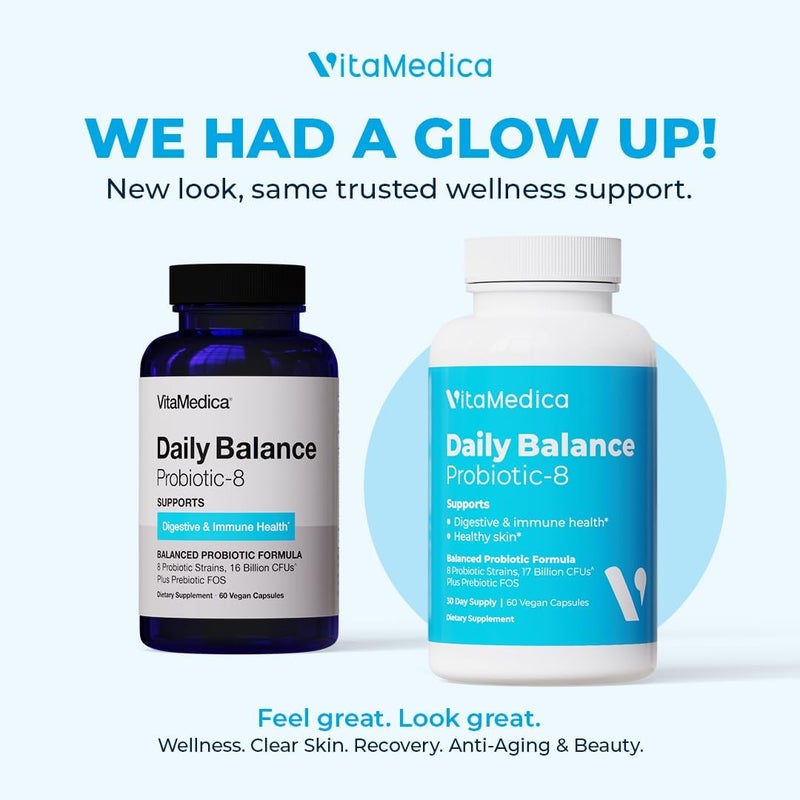 VitaMedica  Daily Balance Probiotic8  Probiotic Supplement  16 Billion CFUs  Gut Health  Digestive Skin  Immune Support  Constipation Diarrhea Gas  Bloating Relief  Vegan  60 Count - Image 2
