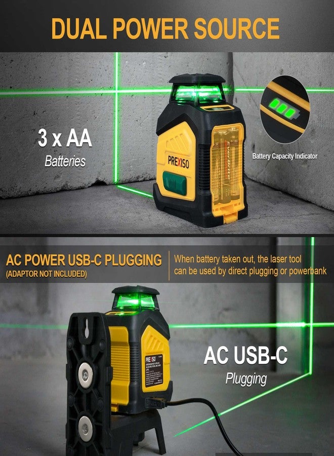 PREXISO 360° Laser Level with Tripod, 100Ft Dual Power Self Leveling Cross Line Laser- Wide Angle Vertical Line for Construction, Floor Tile, Renovation with Magnetic Base, Wall Panel Stand, Carry Bag - Image 3