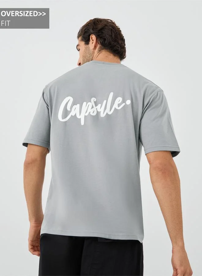 Styli Slogan Print Crew Neck Oversized T-Shirt