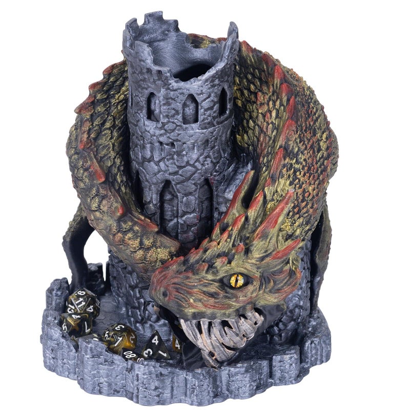 WodGod Black Dragon Castle Dice Towerfor Tabletop GamesDD and RPG GamesDungeons and DragonsDND Dice TowerPerfect Table Decoration Party Surprise Giftswith 7Pcs Polyhedral Dice - Image 3