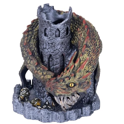 WodGod Black Dragon Castle Dice Towerfor Tabletop GamesDD and RPG GamesDungeons and DragonsDND Dice TowerPerfect Table Decoration Party Surprise Giftswith 7Pcs Polyhedral Dice - Image 1