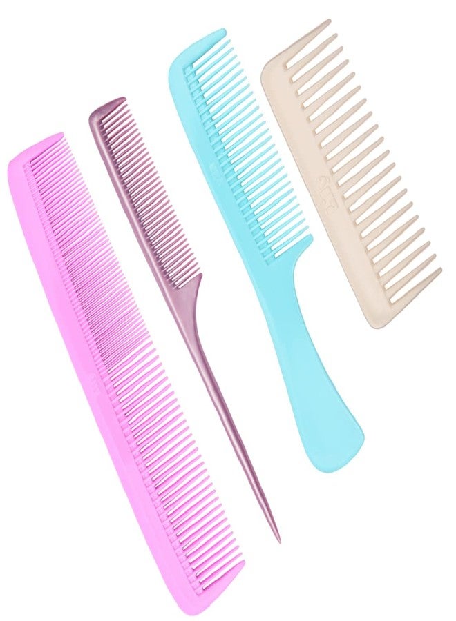 ليلي مجموعة أمشاط تصفيف الشعر النسائية من ليلي، ذات أسنان دقيقة وذيل فأر وأسنان عريضة ومقبض طويل، 4 قطع، متعددة الألوان - Image 3