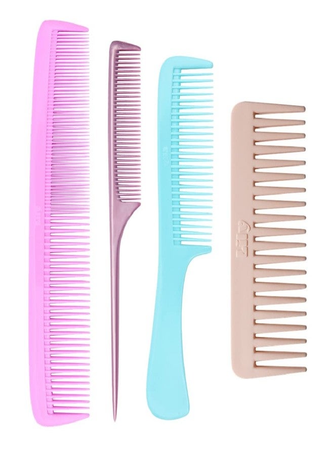 ليلي مجموعة أمشاط تصفيف الشعر النسائية من ليلي، ذات أسنان دقيقة وذيل فأر وأسنان عريضة ومقبض طويل، 4 قطع، متعددة الألوان - Image 4