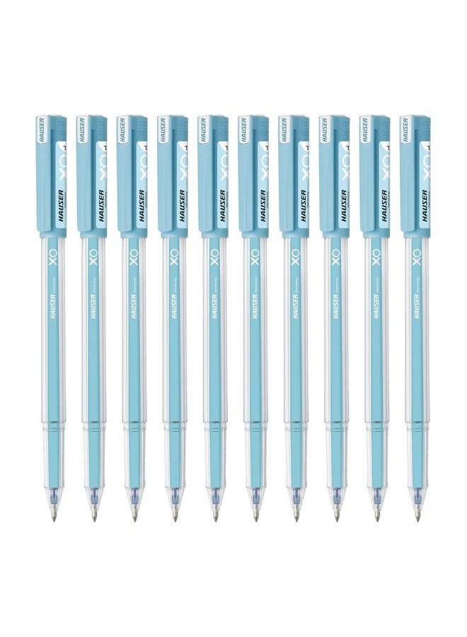 Hauser Germany XO Jumbo Gel Pen Box Pack | Water Proof Ink For Smooth Flow System | Comfortable Grip With Smudge Free Writing | Smooth, Sturdy & Refillable Pen | Blue Ink, Pack of 10 Pens - Image 1