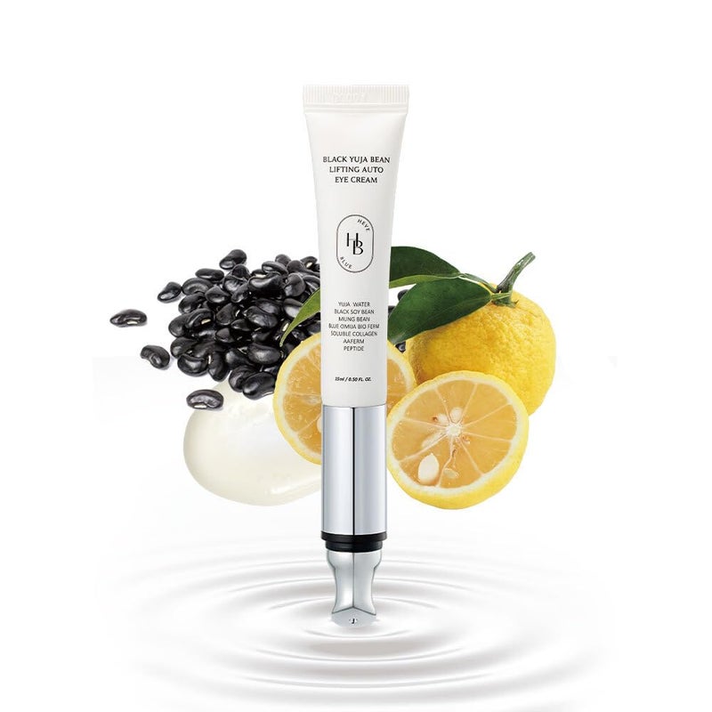 HEVEBLUE Black Yuja Bean Lifting Auto Eye Cream - Sensitive Skin, Vegan, Hypoallergenic, Korean Skincare, Wrinkle Care Device, Vibration Face Massage, Anti Aging, Collagen, Vibrating - Image 1