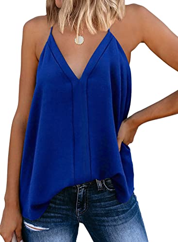 Miduo Women's V-Neck Tank Top - Royal Blue Sleeveless Cami Shirt XXL - Image 2