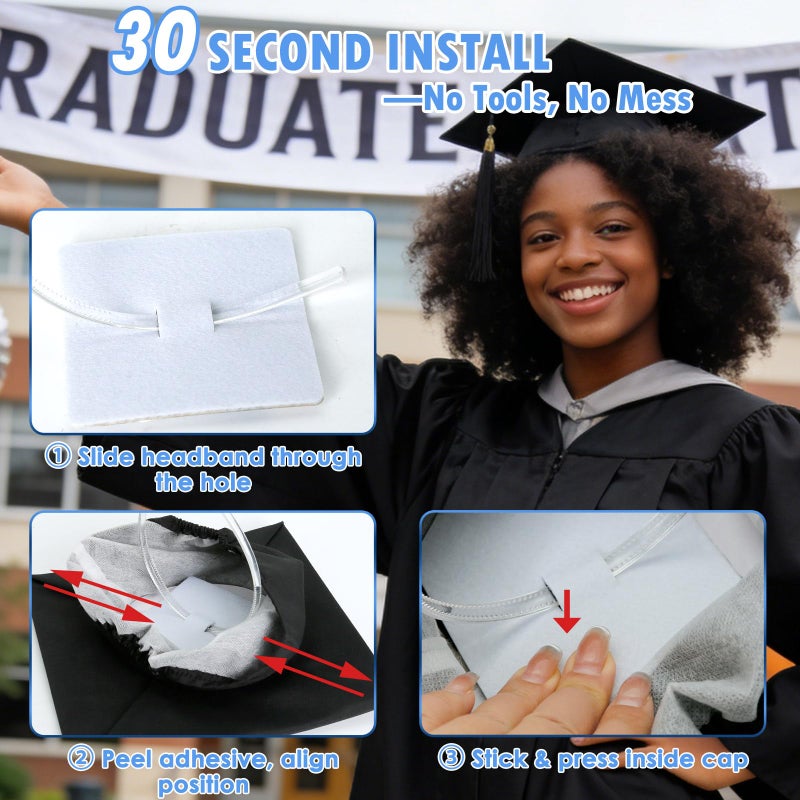 PUNCHMAN Graduation Cap Headband Insert- Clear White 1 Pack Firm Anti-fall Hair Band,Graduation Hat Headband Holder for Secure Grad Cap And Hairstyle,Hat Accessories for Graduates,Students,Girls - Image 5