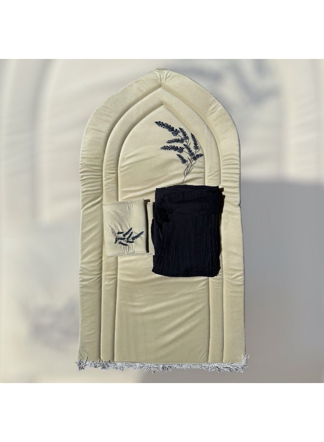 Ramadan Gifting Package Womens Luxury Prayer Mat Set with Matching Prayer Dress, Soft , Padded Istanbul Sajadah, Elegant Embroidered Muslim Prayer Rug for Home, Hajj & Umrah
