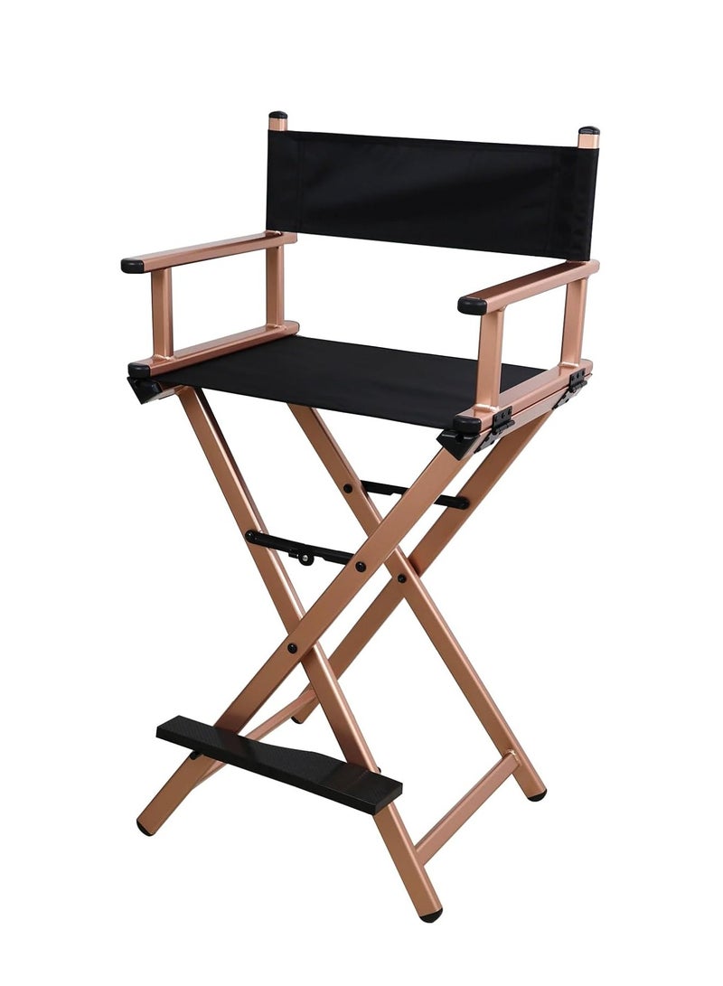 ميشيدا كرسي مخرج قابل للطي ، كرسي فنان مكياج محمول من الألومنيوم ، لغرفة النوم والاستوديو والصالون والأنشطة الخارجية (الذهب الوردي) - Image 1
