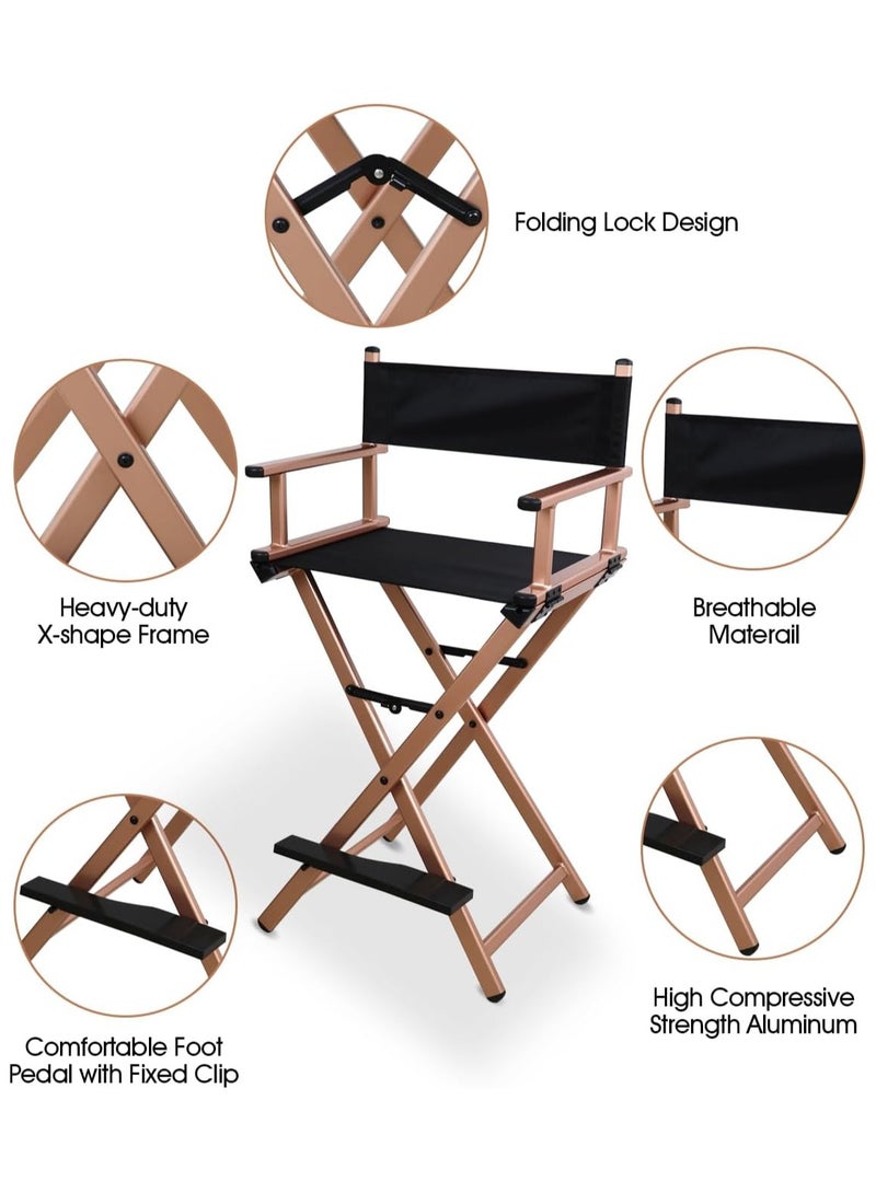 ميشيدا كرسي مخرج قابل للطي ، كرسي فنان مكياج محمول من الألومنيوم ، لغرفة النوم والاستوديو والصالون والأنشطة الخارجية (الذهب الوردي) - Image 2