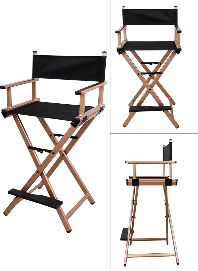 ميشيدا كرسي مخرج قابل للطي ، كرسي فنان مكياج محمول من الألومنيوم ، لغرفة النوم والاستوديو والصالون والأنشطة الخارجية (الذهب الوردي) - Image 4