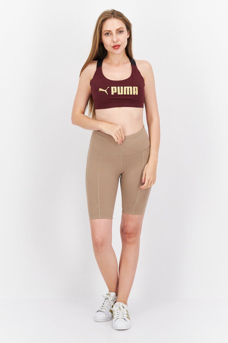 PUMA حمالة صدر رياضية مبطنة بشعار العلامة التجارية للنساء، مارون - Image 4
