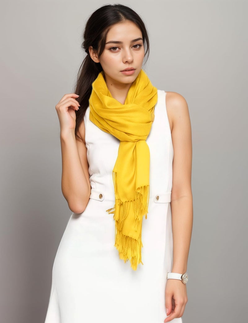 Achillea Soft Silky Pashmina Scarf for Women - Shawl Wrap for Evening Dresses, Bridesmaids, Weddings & Everyday Wear (Gold) - Image 3