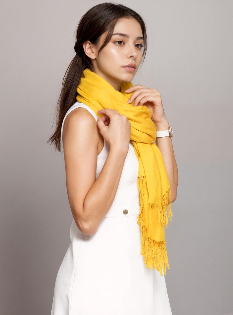 Achillea Soft Silky Pashmina Scarf for Women - Shawl Wrap for Evening Dresses, Bridesmaids, Weddings & Everyday Wear (Gold) - Image 4