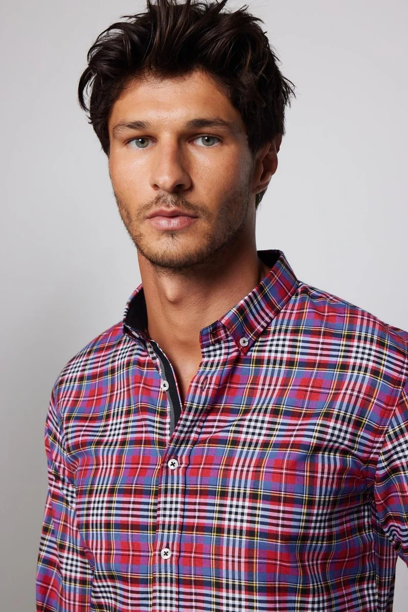 Tudors Slim Fit Checked Cotton Easy Iron Men's Shirt