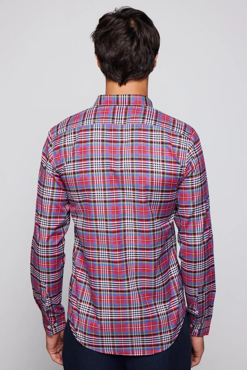 Tudors Slim Fit Checked Cotton Easy Iron Men's Shirt