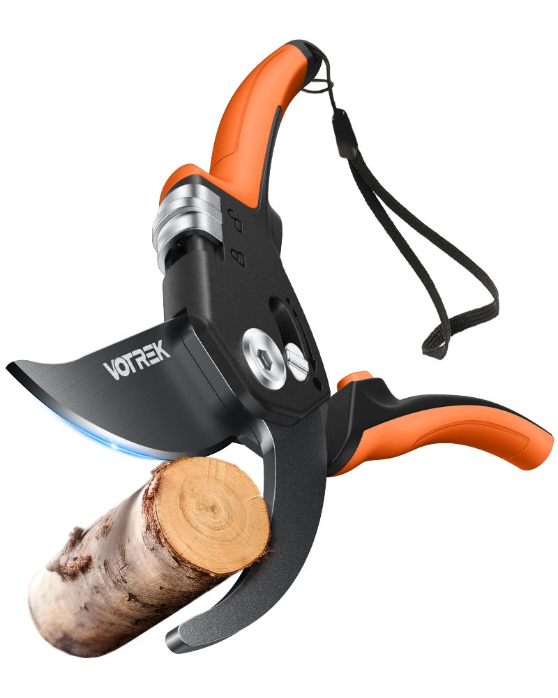 VOTREK 8.5" Pruning Shears for Gardening, 【Unique Stepless Handle Opening】Professional Bypass Garden Clipper, Heavy Duty Plant Pruners for Branch 【SK5 Steel Blades】【All Hand Sizes】,Bright Orange - Image 1