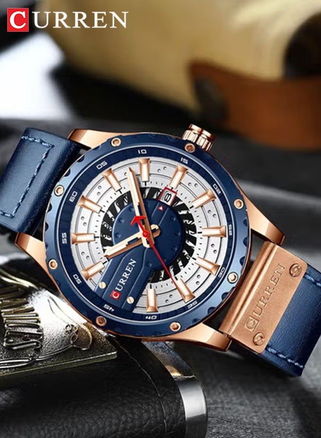 كارين ساعات رجالية رياضية كاجوال أنيقة من أفضل العلامات التجارية الفاخرة الأصلية للأعمال التجارية مقاومة للماء وحزام من الجلد الأصلي وساعة يد للرجال من الكوارتز - Image 1