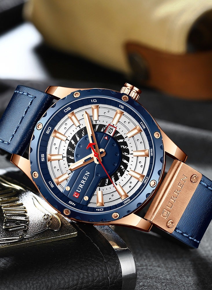 كارين ساعات رجالية رياضية كاجوال أنيقة من أفضل العلامات التجارية الفاخرة الأصلية للأعمال التجارية مقاومة للماء وحزام من الجلد الأصلي وساعة يد للرجال من الكوارتز - Image 4