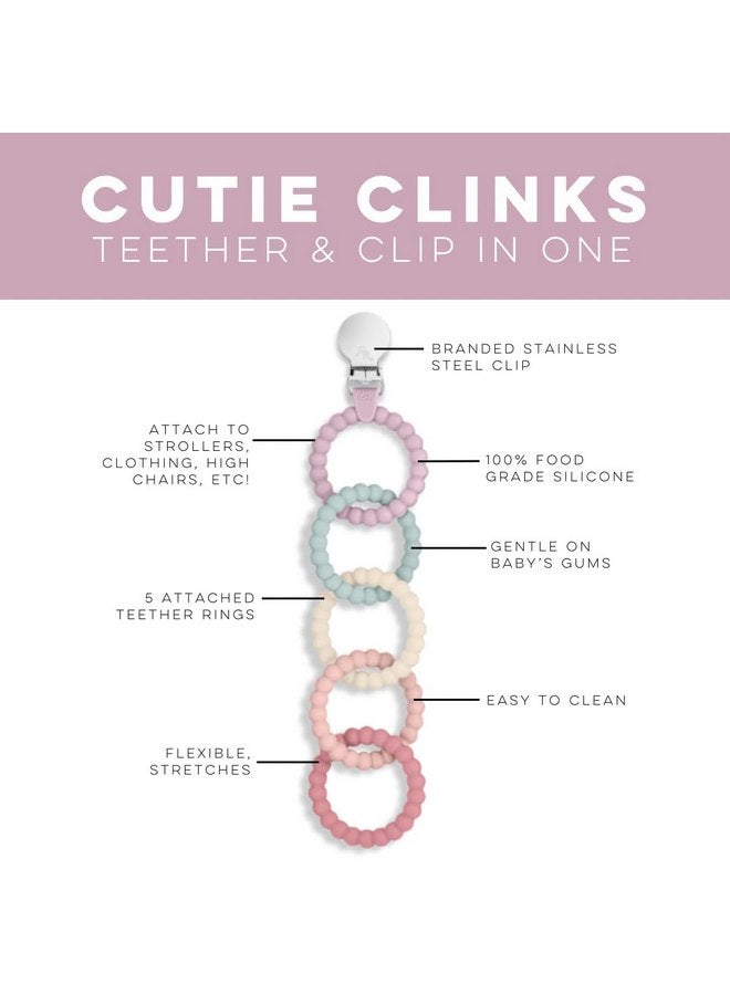Ryan & Rose Ryan & Rose Cutie Clinks Attachable Teether Chew Toy for Babies (Blossom) - Image 2