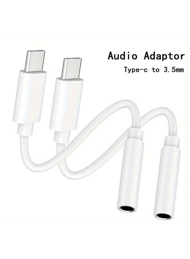 White USB C To 3 5mm Headphone Jack Adapter 2 Pack For iPhone 15 Series Pixel Galaxy - Image 2