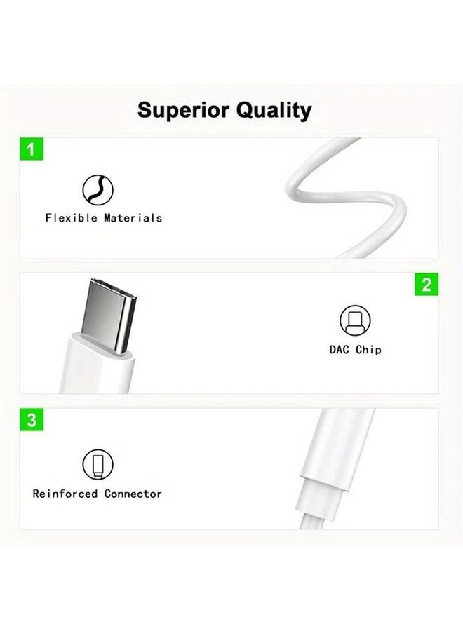 White USB C To 3 5mm Headphone Jack Adapter 2 Pack For iPhone 15 Series Pixel Galaxy - Image 5
