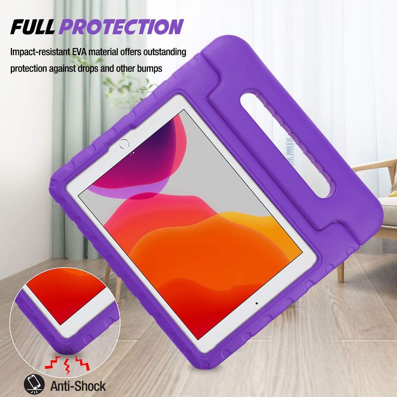 Procases Kids Case For Ipad 10.2 Inch 9Th 2021/ 8Th 2020/ 7Th 2019/ Ipad Air 10.5" 2019/ Ipad Pro 10.5, Shockproof Convertible Handle Stand Cover Light Weight Kids Friendly Case For Ipad 9/8/7 -Purple - Image 3