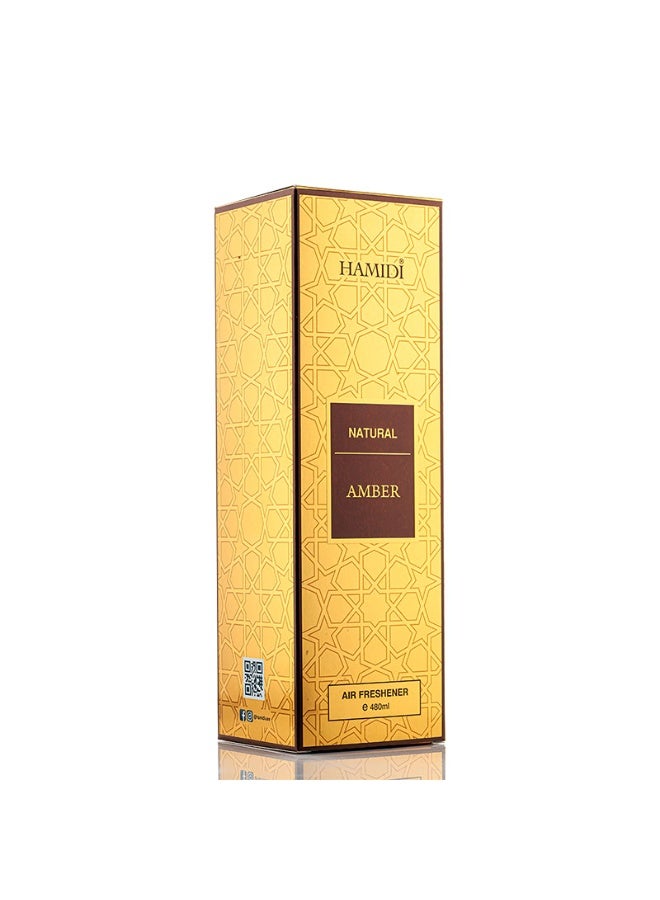 Hamidi Natural Amber Non-alcoholic Home Air Freshener Spray 480ml, Pleasant Scent - Image 3
