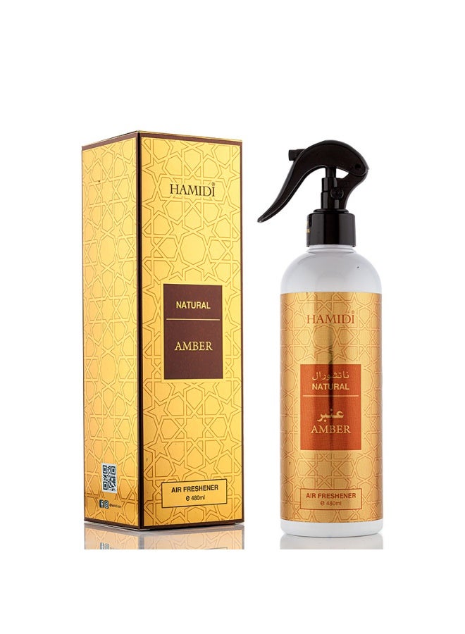 Hamidi Natural Amber Non-alcoholic Home Air Freshener Spray 480ml, Pleasant Scent - Image 2