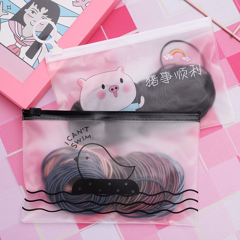 Loquat Boxed Rubber Band Hair Rope Headwear Small Fresh Style Mori Girls High Elastic Hair Rope for Adult Womens Hair Band Base Rope Maca color 100 root box