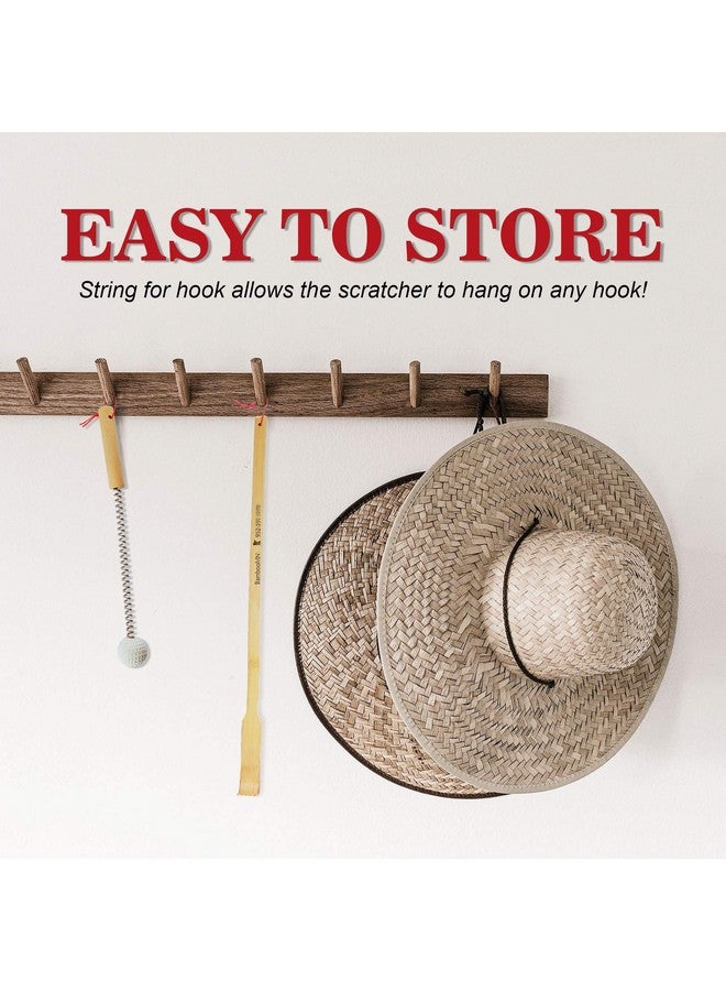 بامبو إم إن 17 بوصة من خشب الخيزران الخلفي هرش مقبض بكرة التدليك لتخفيف الحكة والإجهاد 2 قطعة - Image 4