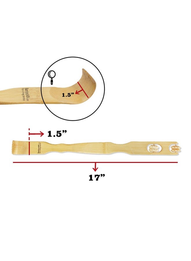 بامبو إم إن 17 بوصة من خشب الخيزران الخلفي هرش مقبض بكرة التدليك لتخفيف الحكة والإجهاد 2 قطعة - Image 3