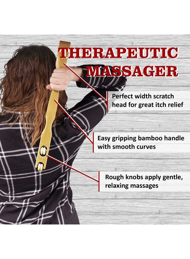 بامبو إم إن 17 بوصة من خشب الخيزران الخلفي هرش مقبض بكرة التدليك لتخفيف الحكة والإجهاد 2 قطعة - Image 2