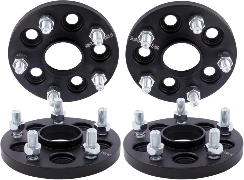 DCVAMOUS 4PC Black 5x100 to 5x4.5 Hubcentric Wheel Adapters 15mm with 12x1.25 Studs - Image 1