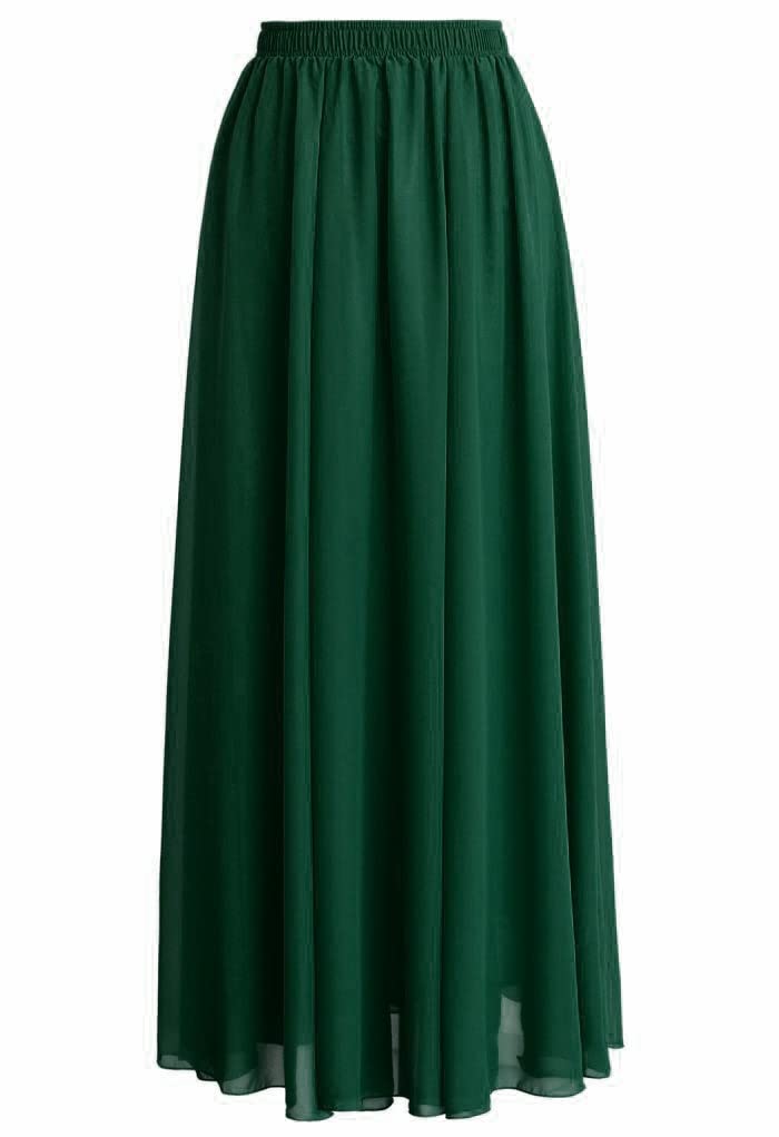 JANAK Girls Georgette Maxi Skirt (Bottle Green), Free Size - Image 4