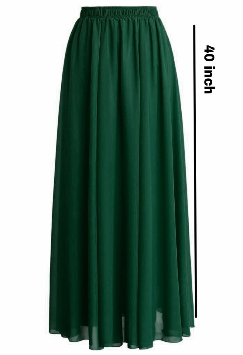 JANAK Girls Georgette Maxi Skirt (Bottle Green), Free Size - Image 2
