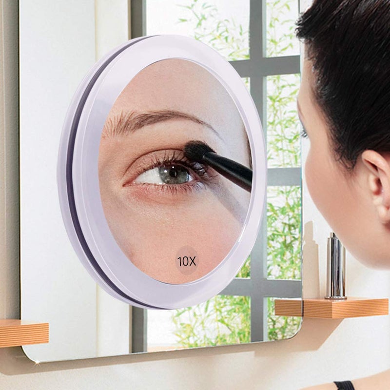 Santoo 10X Magnifying Mirror - With 3 Mounting Suction Cups - Used For Precise Makeup - Eyebrows/Tweezing - Blackhead/Blemish Removal - Bathroom/Travel Makeup Mirror - 6 Inch Round - Image 2