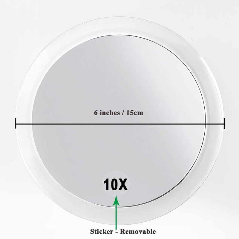 Santoo 10X Magnifying Mirror - With 3 Mounting Suction Cups - Used For Precise Makeup - Eyebrows/Tweezing - Blackhead/Blemish Removal - Bathroom/Travel Makeup Mirror - 6 Inch Round - Image 3