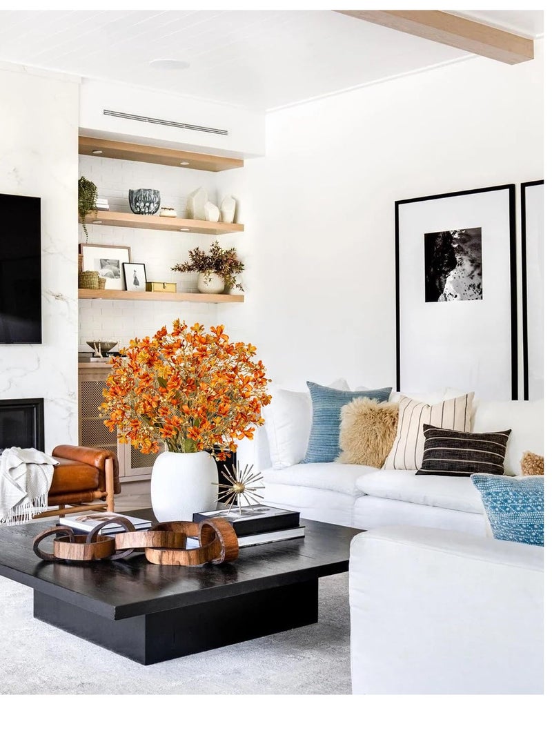 KASTWAVE 3 قطع من الزهور البرية الصناعية البرتقالية - 27.6 بوصة ساق طويلة زهور زائفة للديكور المنزلي ، حفلات الزفاف ، الحفلات ، ترتيبات افعلها بنفسك ، غرفة المعيشة ، غرفة النوم والمطبخ - Image 4